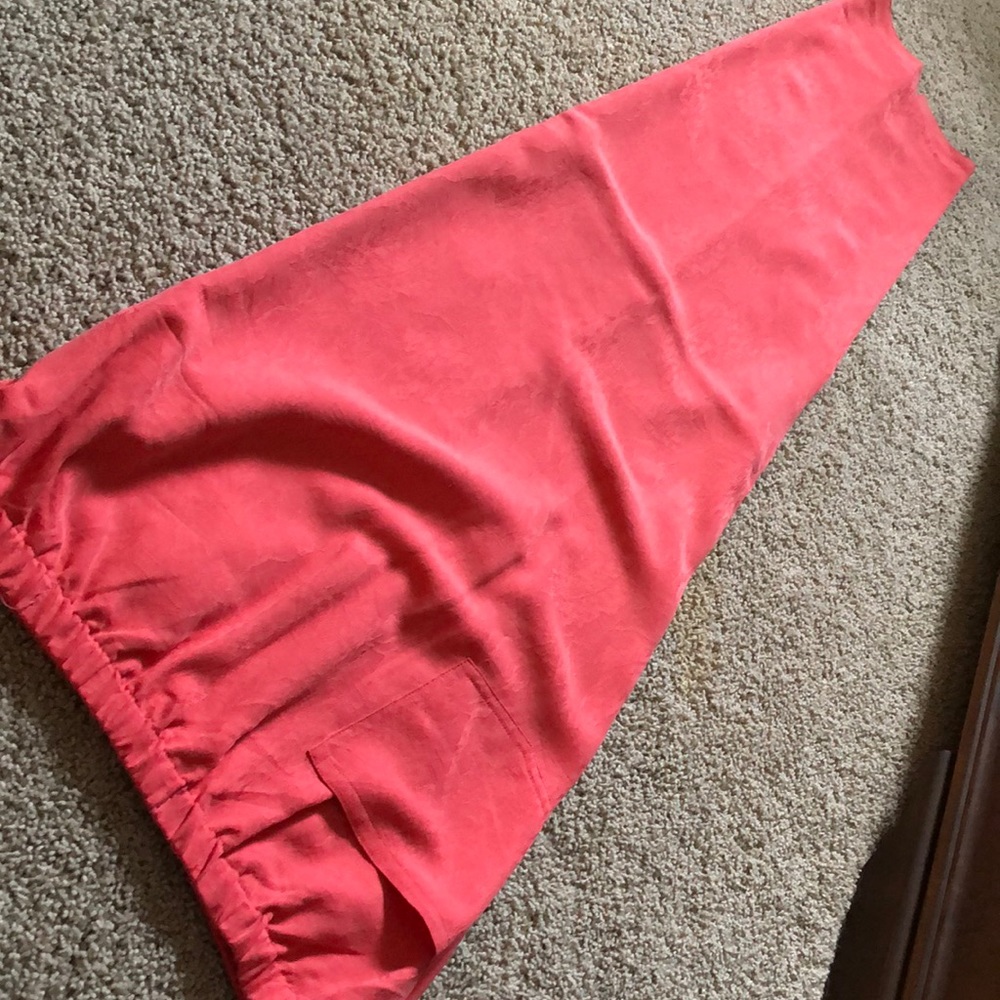 Coral silk pants